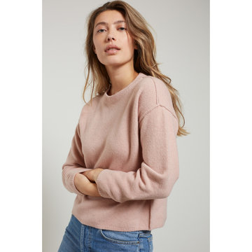 Yaya Cropped sweater with raw edges at armhole seams adobe rose pink