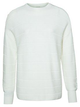 Yaya Tonal stripe of mixing textures sweater ls egret off white